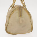 PRADA Chain Hand Bag Nylon Beige Gold Auth 146709-3