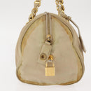 PRADA Chain Hand Bag Nylon Beige Gold Auth 146709-4