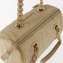 PRADA Chain Hand Bag Nylon Beige Gold Auth 146709-6