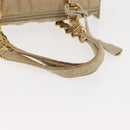PRADA Chain Hand Bag Nylon Beige Gold Auth 146709-7
