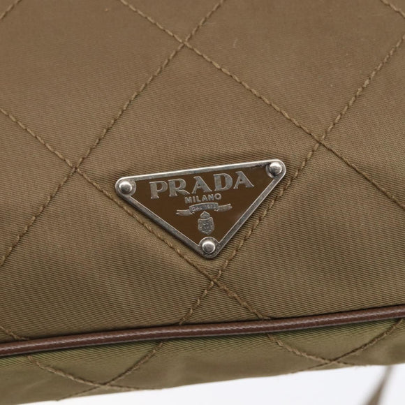 PRADA Shoulder Bag Nylon Khaki Silver Auth 146713