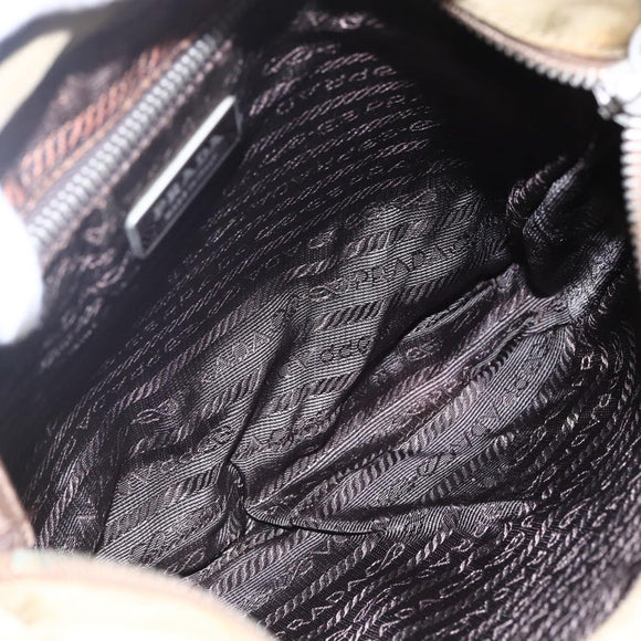 PRADA Shoulder Bag Nylon Khaki Silver Auth 146713