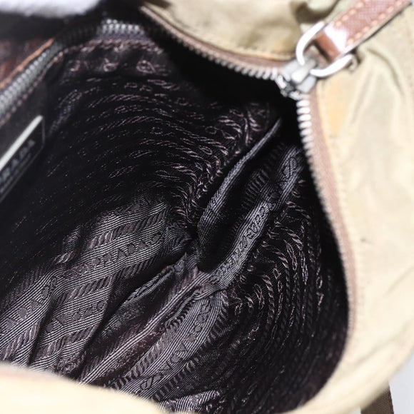 PRADA Shoulder Bag Nylon Khaki Silver Auth 146713