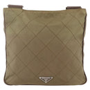PRADA Shoulder Bag Nylon Khaki Silver Auth 146713-2