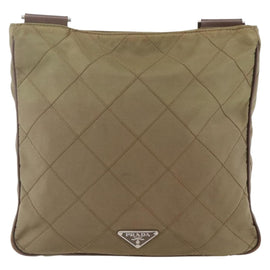 PRADA Shoulder Bag Nylon Khaki Silver Auth 146713 - 0