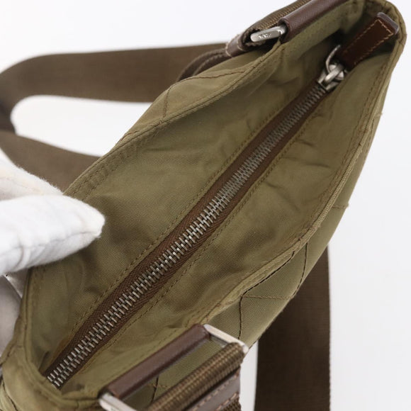 PRADA Shoulder Bag Nylon Khaki Silver Auth 146713