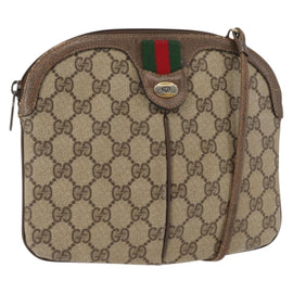 GUCCI GG Supreme Web Sherry Line Bag PVC Beige Gold 904 02 047 Auth 146714