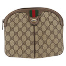 GUCCI GG Supreme Web Sherry Line Bag PVC Beige Gold 904 02 047 Auth 146714-13