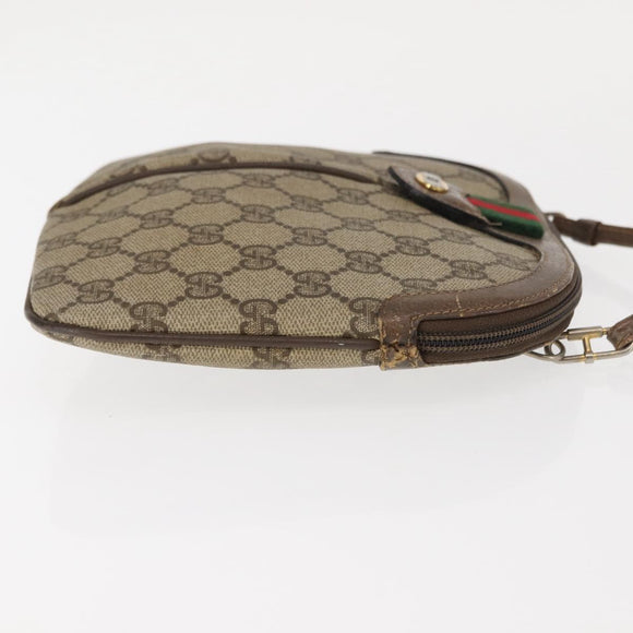 GUCCI GG Supreme Web Sherry Line Bag PVC Beige Gold 904 02 047 Auth 146714