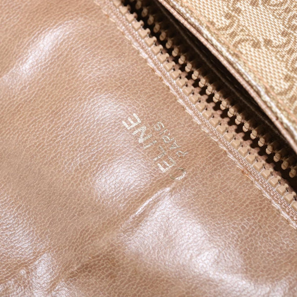 CELINE Macadam Canvas Shoulder Bag PVC Beige Gold Auth 146716