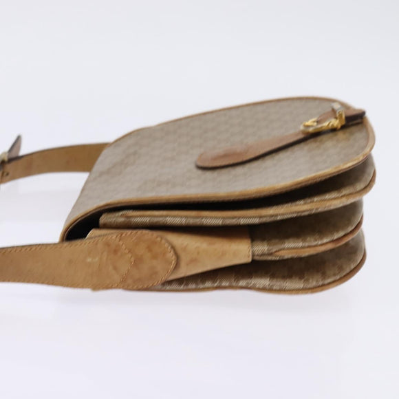 CELINE Macadam Canvas Shoulder Bag PVC Beige Gold Auth 146716