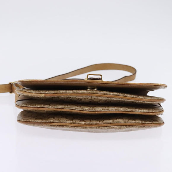 CELINE Macadam Canvas Shoulder Bag PVC Beige Gold Auth 146716