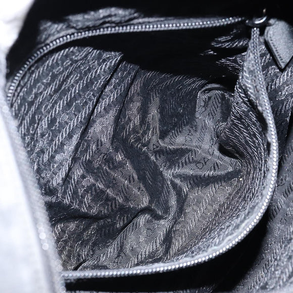 PRADA Tote Bag Nylon Black Silver Auth 146718