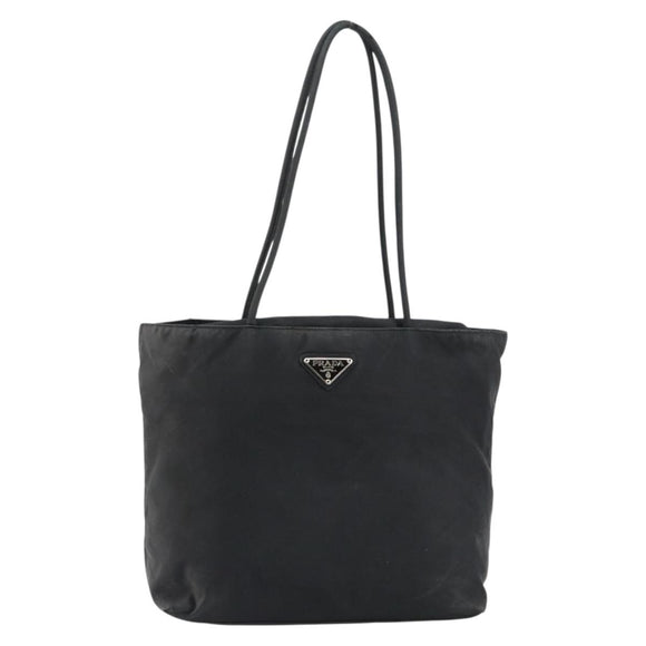 PRADA Tote Bag Nylon Black Silver Auth 146718