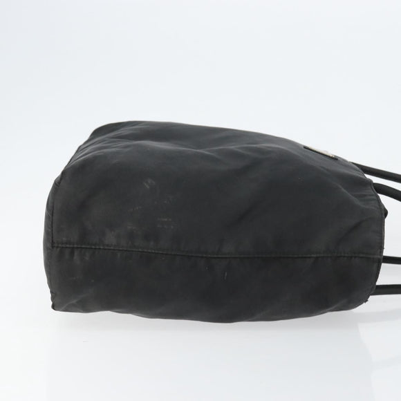 PRADA Tote Bag Nylon Black Silver Auth 146718