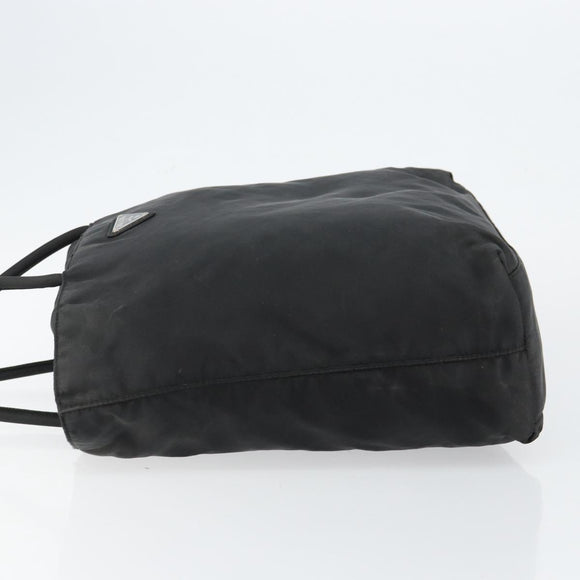 PRADA Tote Bag Nylon Black Silver Auth 146718
