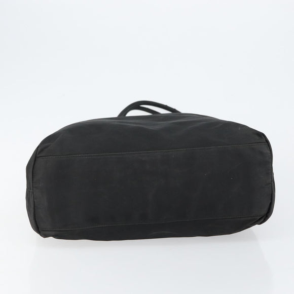 PRADA Tote Bag Nylon Black Silver Auth 146718