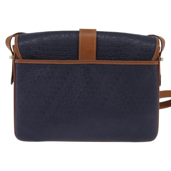 BALENCIAGA Shoulder Bag PVC Navy Gold Auth 146719