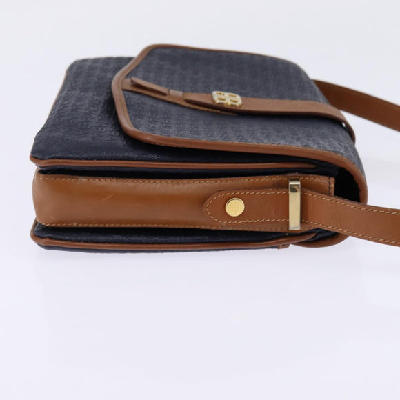 BALENCIAGA Shoulder Bag PVC Navy Gold Auth 146719