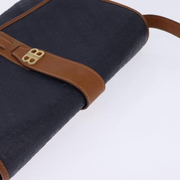 BALENCIAGA Shoulder Bag PVC Navy Gold Auth 146719