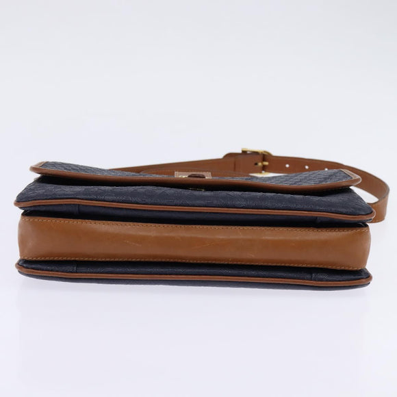 BALENCIAGA Shoulder Bag PVC Navy Gold Auth 146719