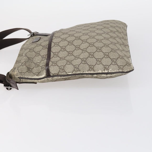 GUCCI GG Supreme Shoulder Bag PVC Beige Silver 141626 Auth 146723