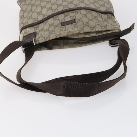 GUCCI GG Supreme Shoulder Bag PVC Beige Silver 141626 Auth 146723