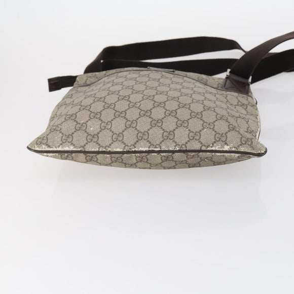 GUCCI GG Supreme Shoulder Bag PVC Beige Silver 141626 Auth 146723