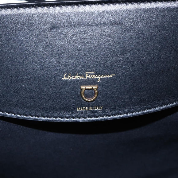 Salvatore Ferragamo Gancini Tote Bag PVC Leather Beige Auth 146724V