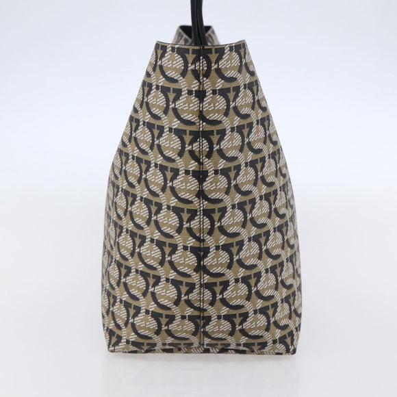 Salvatore Ferragamo Gancini Tote Bag PVC Leather Beige Auth 146724V