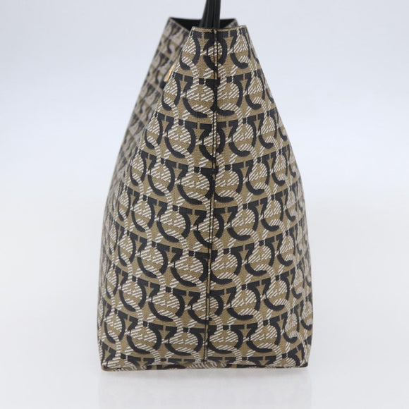 Salvatore Ferragamo Gancini Tote Bag PVC Leather Beige Auth 146724V