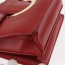 Salvatore Ferragamo Gancini Chain Shoulder Bag Leather Red Gold Auth 146725-9