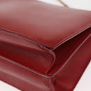 Salvatore Ferragamo Gancini Chain Shoulder Bag Leather Red Gold Auth 146725-16