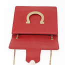 Salvatore Ferragamo Gancini Chain Shoulder Bag Leather Red Gold Auth 146725-10