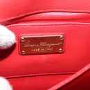 Salvatore Ferragamo Gancini Chain Shoulder Bag Leather Red Gold Auth 146725-18