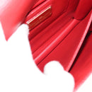 Salvatore Ferragamo Gancini Chain Shoulder Bag Leather Red Gold Auth 146725-11