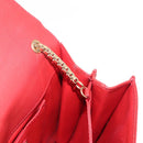 Salvatore Ferragamo Gancini Chain Shoulder Bag Leather Red Gold Auth 146725-19