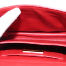 Salvatore Ferragamo Gancini Chain Shoulder Bag Leather Red Gold Auth 146725-21