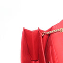 Salvatore Ferragamo Gancini Chain Shoulder Bag Leather Red Gold Auth 146725-22