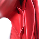 Salvatore Ferragamo Gancini Chain Shoulder Bag Leather Red Gold Auth 146725-24