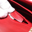 Salvatore Ferragamo Gancini Chain Shoulder Bag Leather Red Gold Auth 146725-12