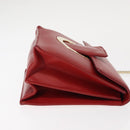 Salvatore Ferragamo Gancini Chain Shoulder Bag Leather Red Gold Auth 146725-3