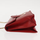 Salvatore Ferragamo Gancini Chain Shoulder Bag Leather Red Gold Auth 146725-4