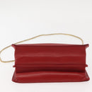 Salvatore Ferragamo Gancini Chain Shoulder Bag Leather Red Gold Auth 146725-5