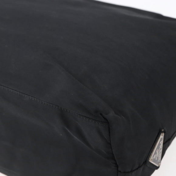 PRADA Hand Bag Nylon plastic Black Silver Auth 146727