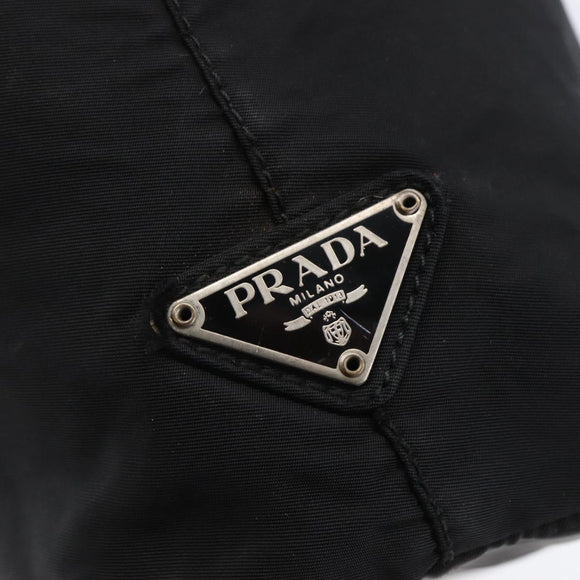 PRADA Hand Bag Nylon plastic Black Silver Auth 146727