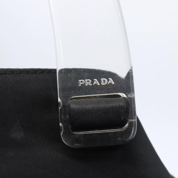 PRADA Hand Bag Nylon plastic Black Silver Auth 146727
