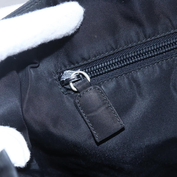 PRADA Hand Bag Nylon plastic Black Silver Auth 146727