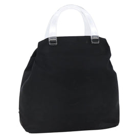 PRADA Hand Bag Nylon plastic Black Silver Auth 146727