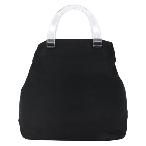 PRADA Hand Bag Nylon plastic Black Silver Auth 146727